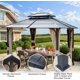 Yoleny 10' X 12' Outdoor Hardtop Gazebo,2-Tier Hardtop Galvanized Iron Aluminum Frame Garden Tent with Mosquito Net and Shaded Curtains for Patio, Backyard, Deck, Lawns