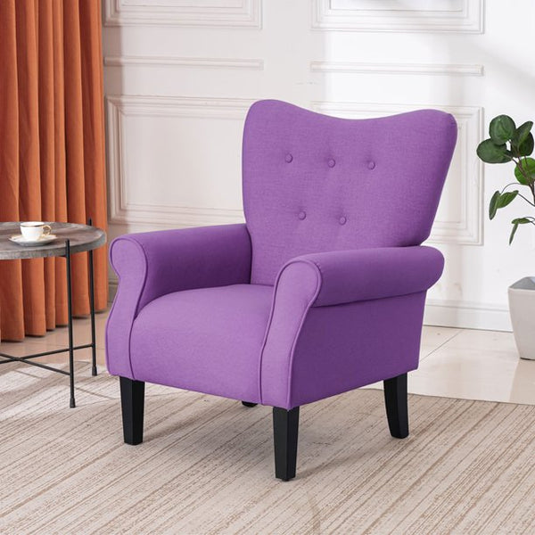 Mellcom Mid Century Wingback Arm Chair,High Back Accent Chair,Purple