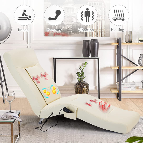 Yoleny Electric Massage Recliner Chair Chaise Longue Massage Chair, White