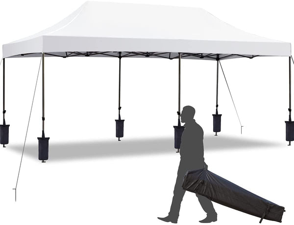 Hommow 10' x 20' Pop Up Canopy Tent Outdoor Tents for Parties with Roller Bag and 6 Sand Bags
