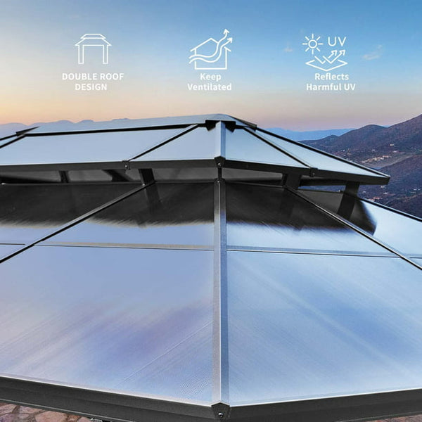 Yoleny 10'×13'ft Outdoor Polycarbonate Double Roof Hardtop gazebo