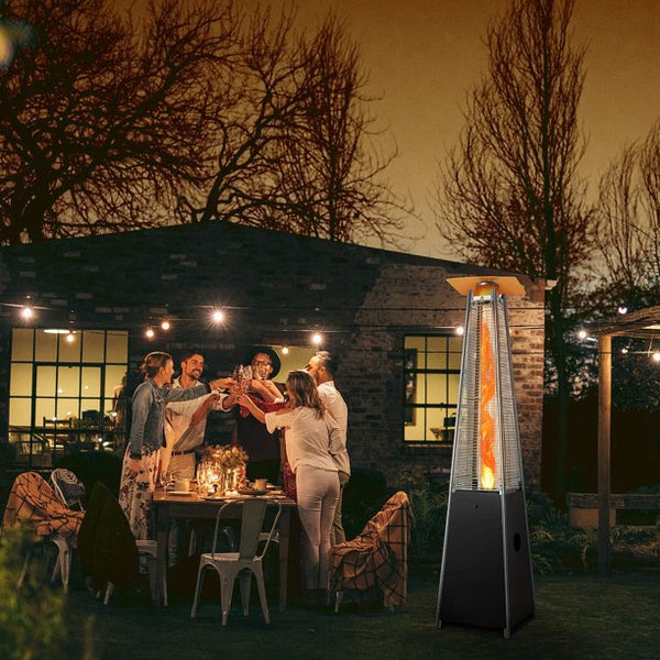 Yoleny Pyramid Patio Heater, 40,000 BTU Patio Propane Heater, Quartz Glass Tube Heater with Wheels for Outdoor, 87 Inch (Black)