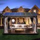 Yoleny 10' x 13' Hardtop Patio Gazebo, Outdoor Aluminum Frame Canopy Gazebo with Netting and Shaded Curtains for Garden, Patio, Lawns, Parties