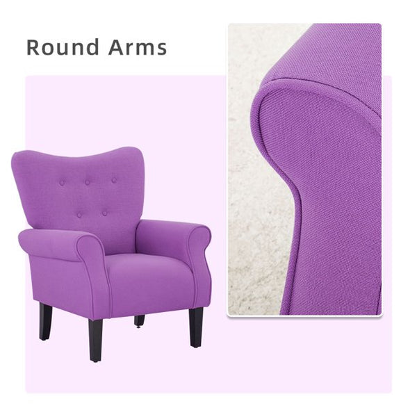Mellcom Mid Century Wingback Arm Chair,High Back Accent Chair,Purple