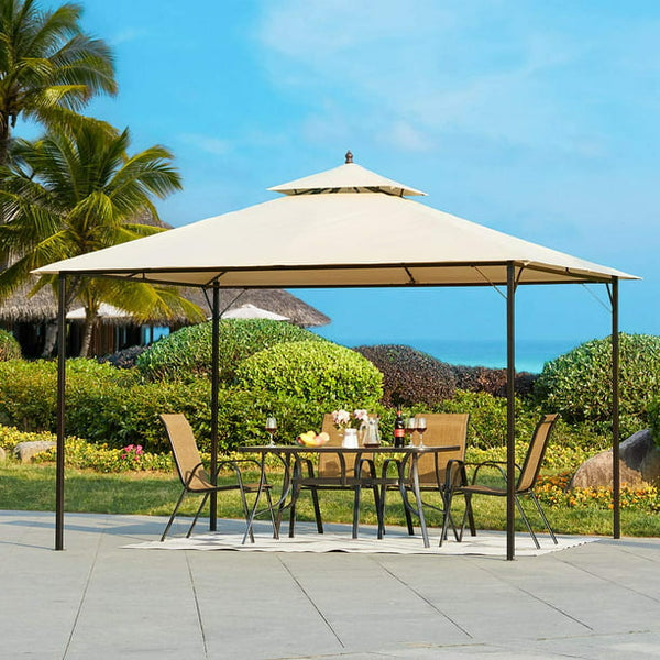 Erommy 10x12 FT Canopy Gazebo Outdoor Gazebo Steel Frame with Vented Soft Top for Backyard,Patio,Party,Event, Beige
