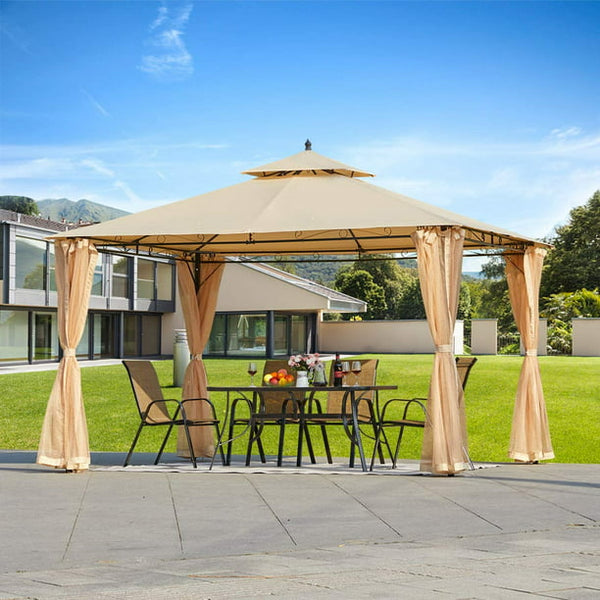 Erommy 10x12 FT Canopy Gazebo Outdoor Gazebo Steel Frame with Vented Soft Top for Backyard,Patio,Party,Event (Beige)