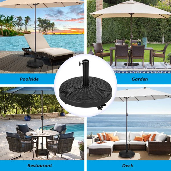 Erommy 52LBS Umbrella Base, Heavy Duty Umbrella Stand with 4 Lockable Wheels for Patio