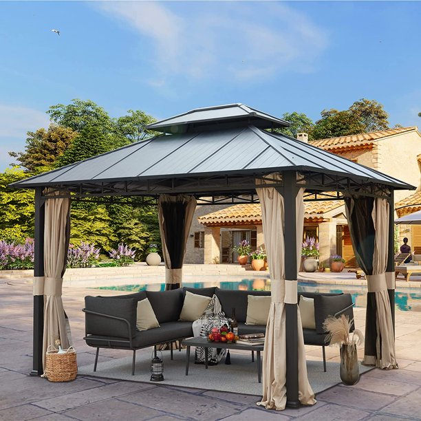 Yoleny 10' X 12' Double Roof Hardtop Gazebo