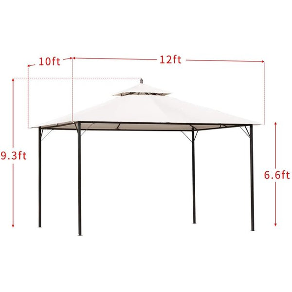Erommy 10''x 12'' ft Canopy Gazebo Outdoor Gazebo Steel Frame with Vented Soft Top, White