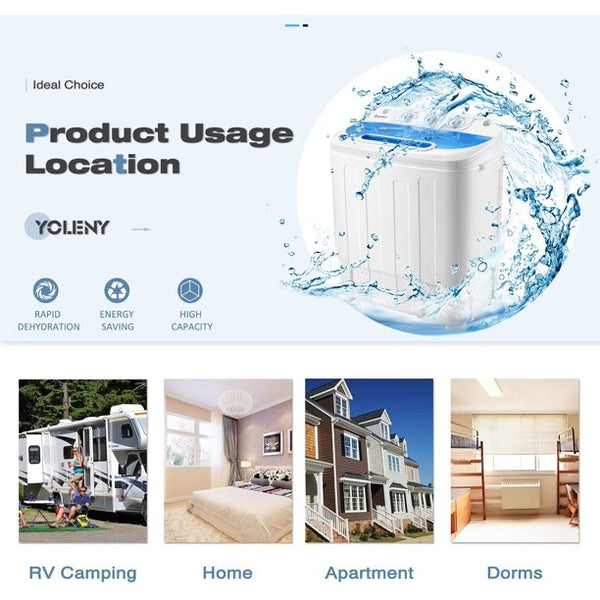 Yoleny Compact 16.5 lbs Mini Portable Washing Machine and Dryery, Washer and Dryer Combo Stackable, Portable Washer and Dryer Combo for Apartments, Dorms, Condos
