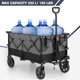 Yoleny Folding Wagon Cart 180 Pound Capacity, Outdoor Garden Cart Foldable Wagon for Travel, Shopping, Camping, Gray