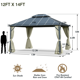 Yoleny 12' x 14' Hardtop Gazebo with Curtains and Netting - Metal Gazebo Aluminum Composite Double Roof for Patio, Backyard, and Lawn