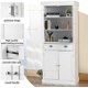 Mellcom 72” Freestanding Kitchen Pantry Storage Cabinets, Elegant Colonial Design Cupboard, White