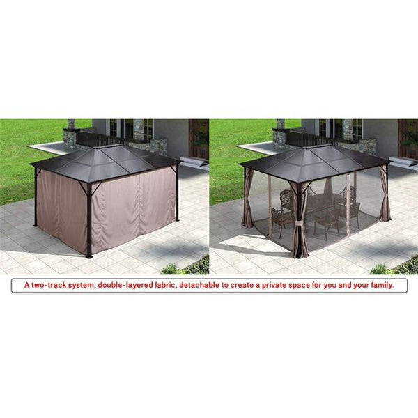 Erommy 10x12ft Outdoor Hardtop Gazebo Curtains Aluminum Furniture with Netting for Garden,Patio,Lawns,Parties