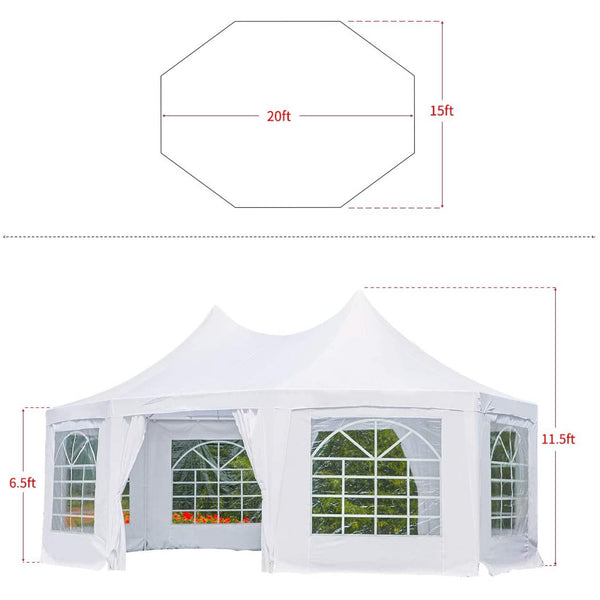 Erommy 20x15ft Gazebo BBQ Pavilion Removable Outdoor Wedding Party Tent