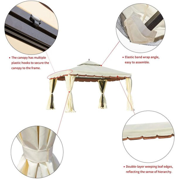 Erommy 12’ x 12’ Outdoor Gazebo Canopy, Outdoor Patio Gazebo (027Cream)