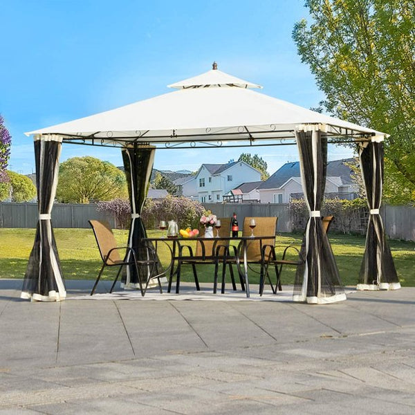 Erommy 10x12 FT Canopy Gazebo Outdoor Gazebo Steel Frame with Vented Soft Top for Backyard,Patio,Party,Event (Cream)