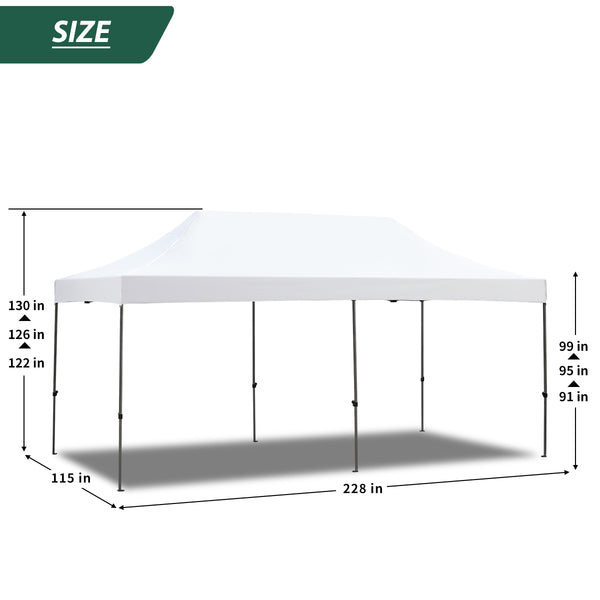 Hommow 10' x 20' Pop Up Canopy Tent Outdoor Tents for Parties with Roller Bag and 6 Sand Bags