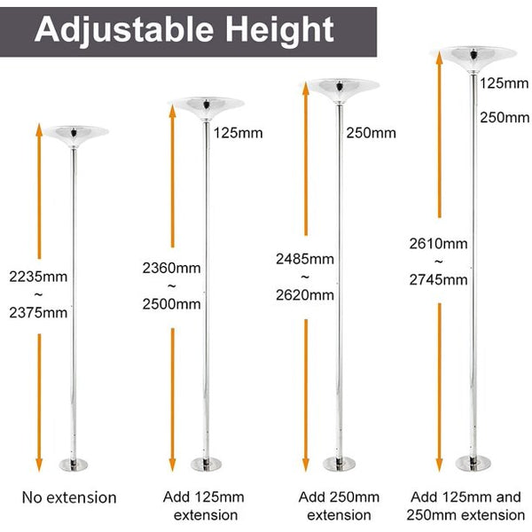Yoleny Dance Pole for Home , Spinning Static Pole Kit with Adjustable Height for Club Gym Bar, Silver