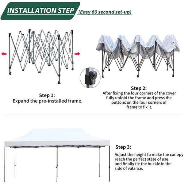 Yoleny 10' x 20' Pop Up Canopy Tent, Commercial Instant Canopy with Roller Bag, Outdoor Canopies for Festival, Event